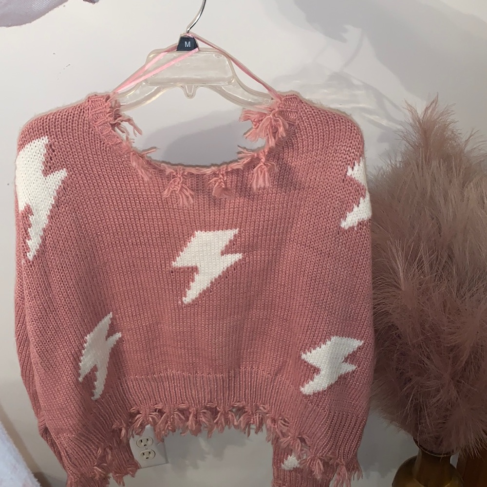 Lightning Bolt fringe sweater